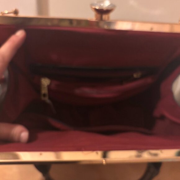 Polka Dot Patent Frame Satchel Blue & White Retro - Picture 5 of 11